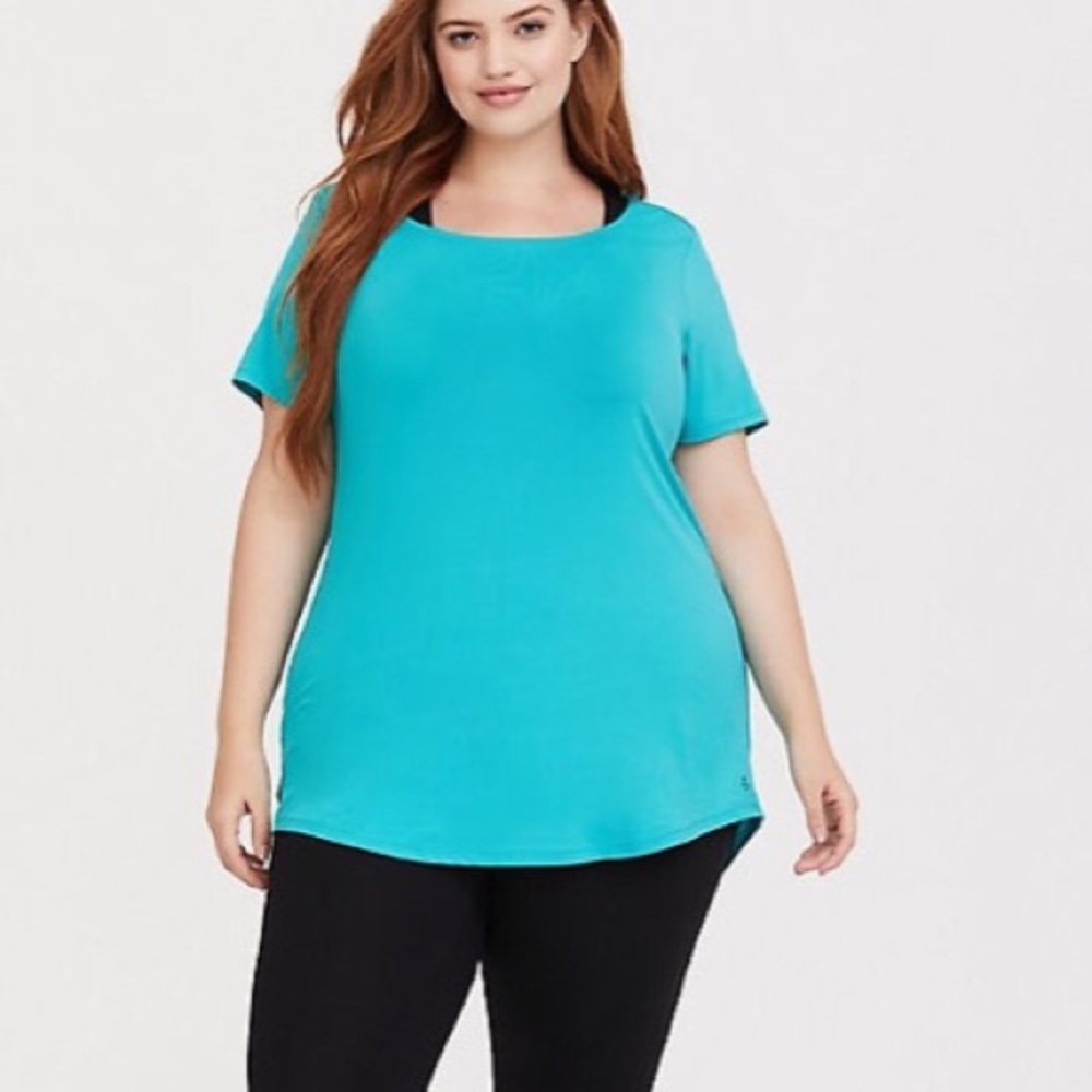 TEAL COWL BACK WICKING ACTIVE TEE